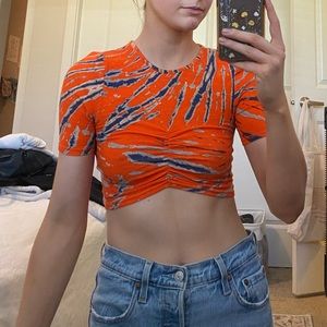 Blue and orange tie dye crop top from Urban Outfitters